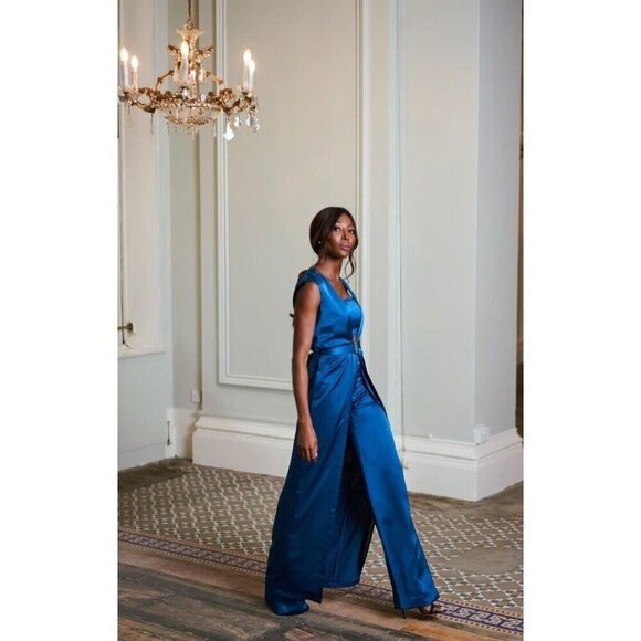 New with Tags LOLA TARA VICTORIA DUSTER Blue SZ 8 Missing Belt